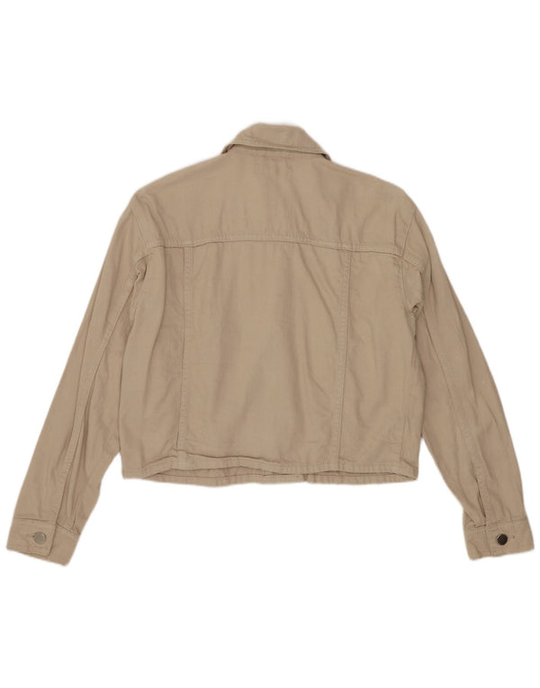 Topshop Womens Petite Crop Oversized bomberjakke UK 6 XS Beige Bomuld