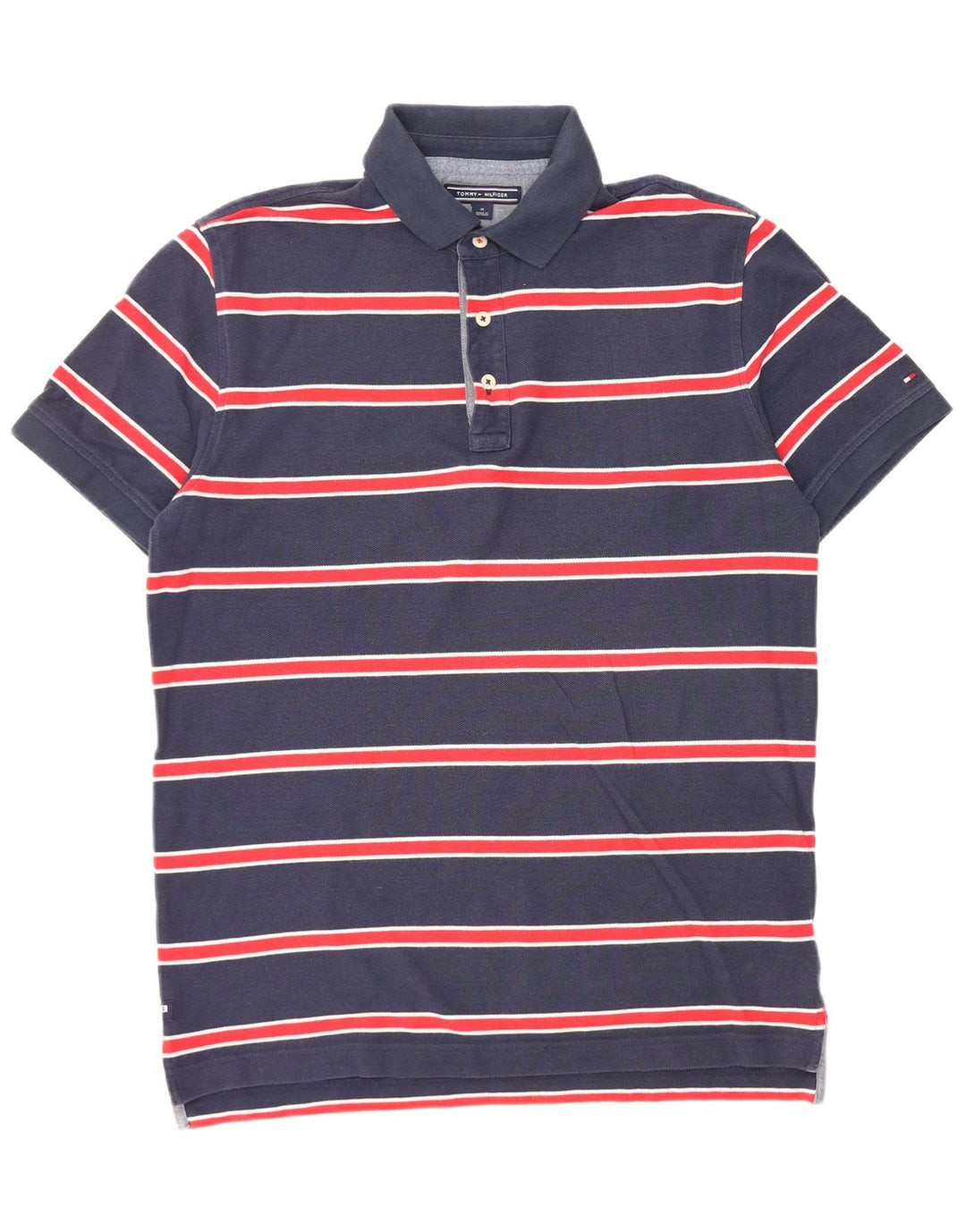 Tommy Hilfiger Herre Kortærmet Polo Shirt Medium Navy Blå Stribet