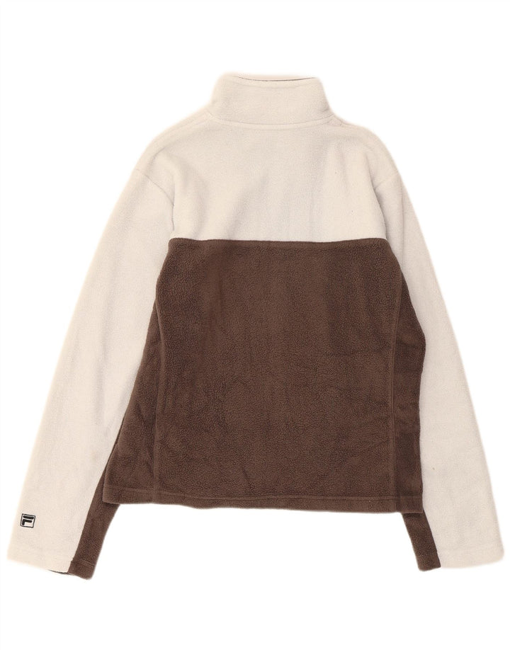 Fila Dame Fleecejakke UK 16 Medium Brun Colourblock Polyester