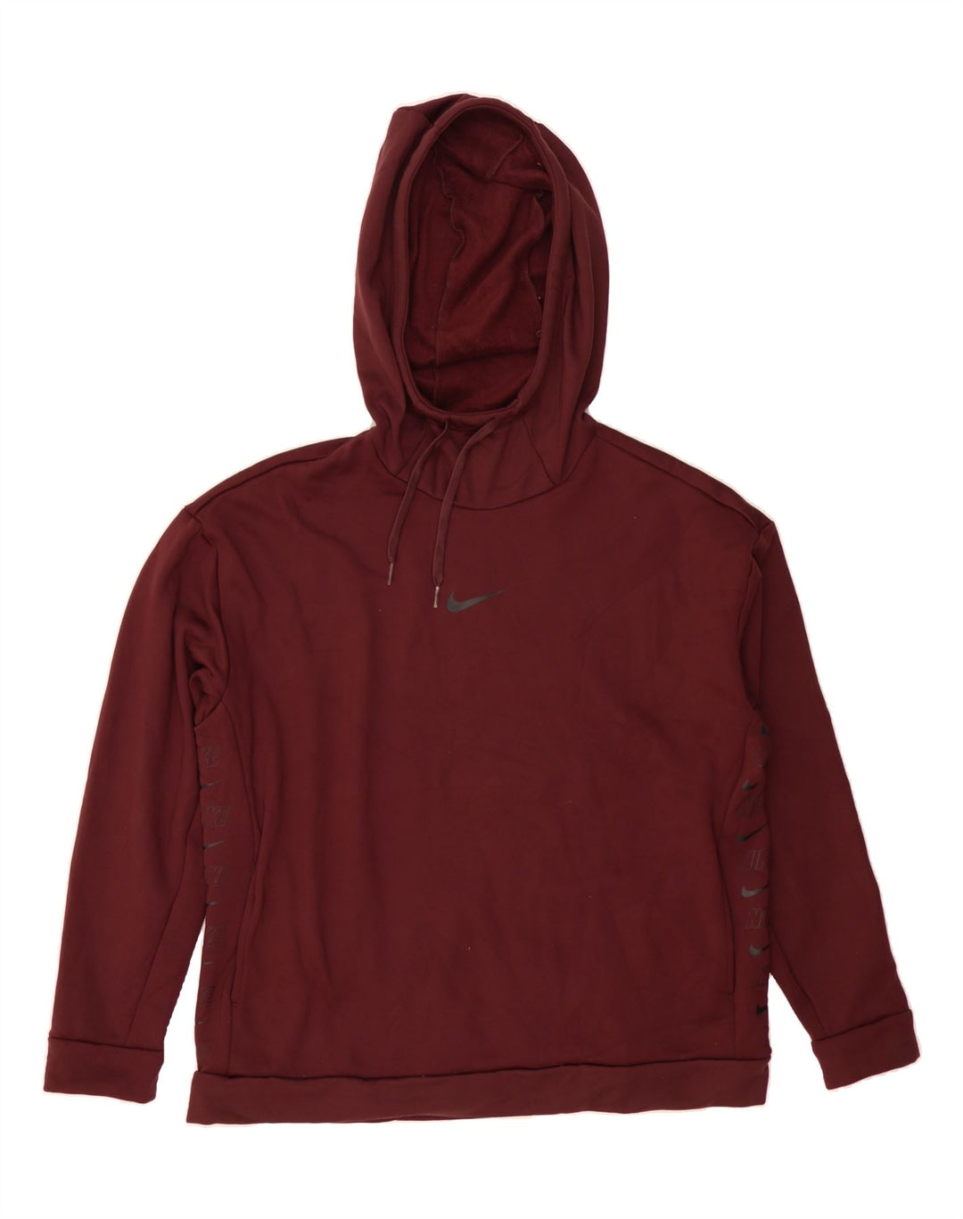 NIKE Womens Graphic Hoodie Jumper UK 14 Medium Maroon Cotton Vintage Nike and Second-Hand Nike from Messina Hembry 