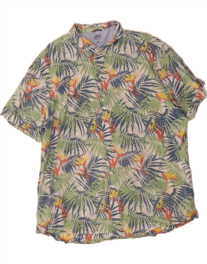 IZOD Mens Salt Water Abstract Pattern Short Sleeve Shirt 2XL Green Vintage Izod and Second-Hand Izod from Messina Hembry 