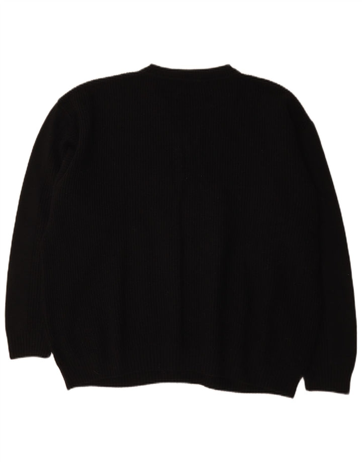 Engbers Herre V-hals sweater EU 54 XL Sort Stribet Uld
