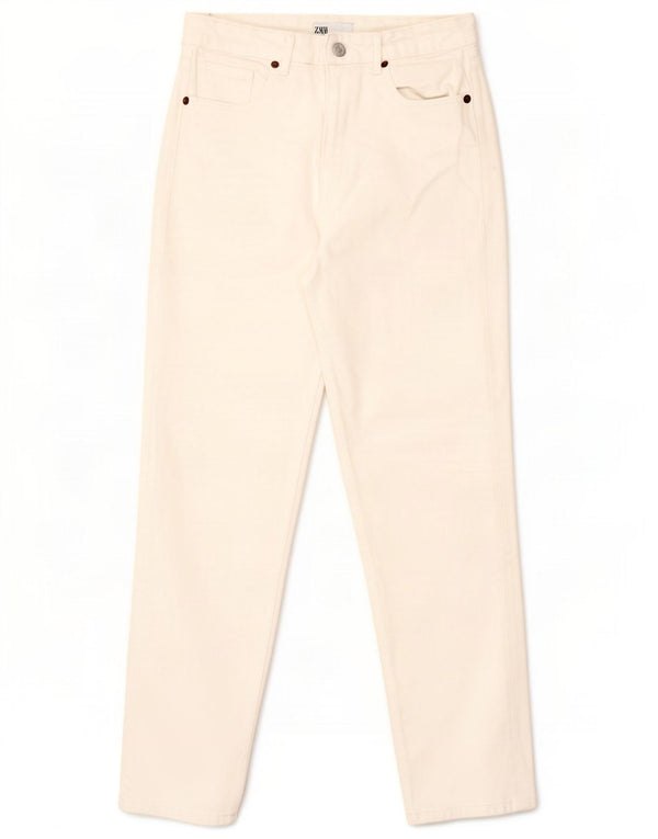 Zara Dame Jeans med høj talje EU 36 XS W26 L27 Off White Bomuld