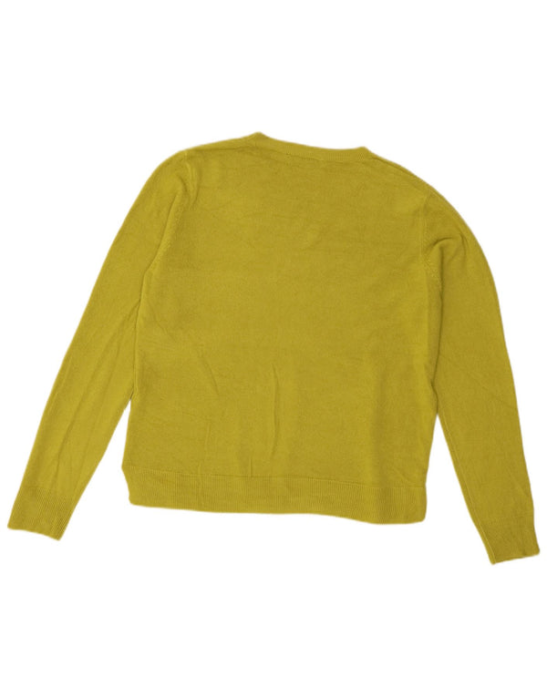 Marks & Spencer Womens Crew Neck Jumper Sweater UK 12 Medium Green Acrylic