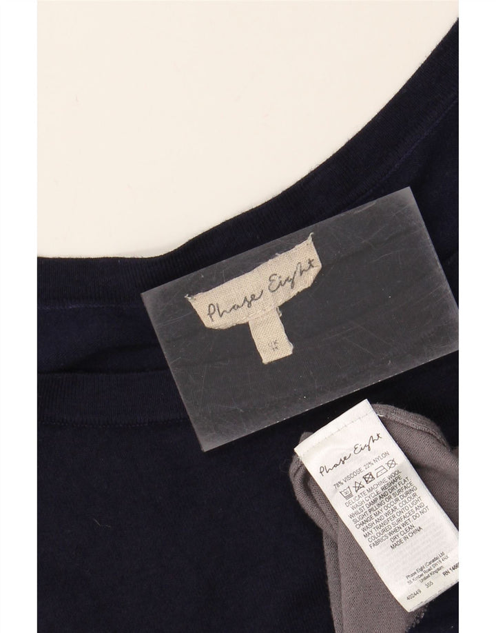 PHASE EIGHT Womens Jumper Dress UK 14 Large Navy Blue Geometric Vintage Phase Eight and Second-Hand Phase Eight from Messina Hembry 