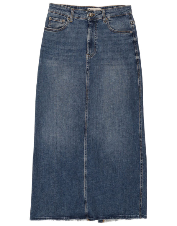 Zara Dame Maxi Højtaljet denimnederdel Medium W28 Blå