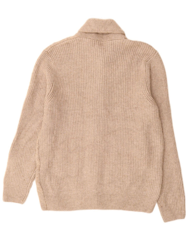 Marks & Spencer Herre Cardigan Sweater Stor Beige Polyester