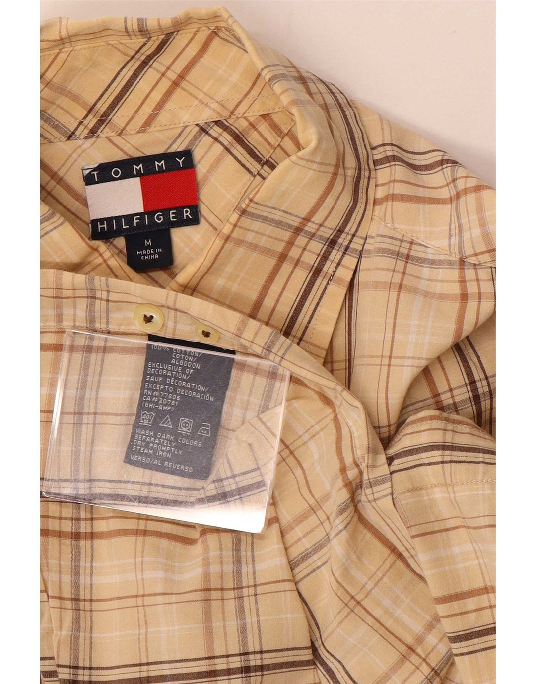 Tommy Hilfiger Herreskjorte Medium Beige Ternet bomuld