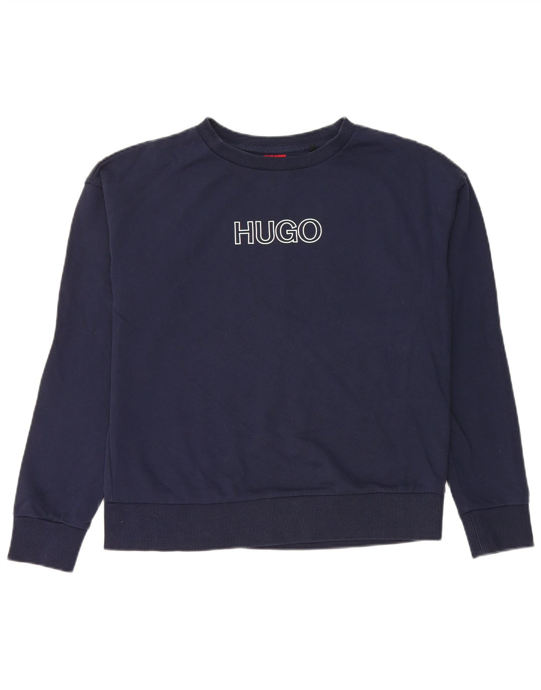 Hugo Boss Dame Grafisk Oversized Sweatshirt Jumper UK 10 Small Navy Blue