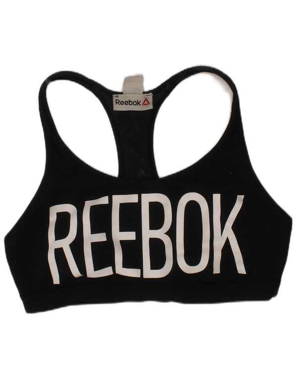 Reebok Graphic Sport BH Top UK 12/14 Medium Black Polyester Sports