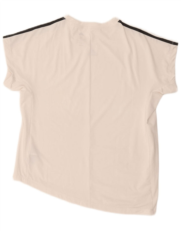 Adidas Dame Grafisk T-Shirt Top UK 12/14 Medium White Polyester