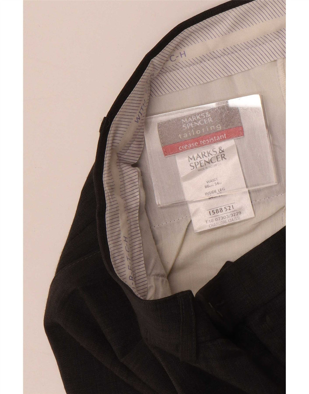 Marks & Spencer Herre Pegged Suit Bukser W34 L33 Grå Polyester