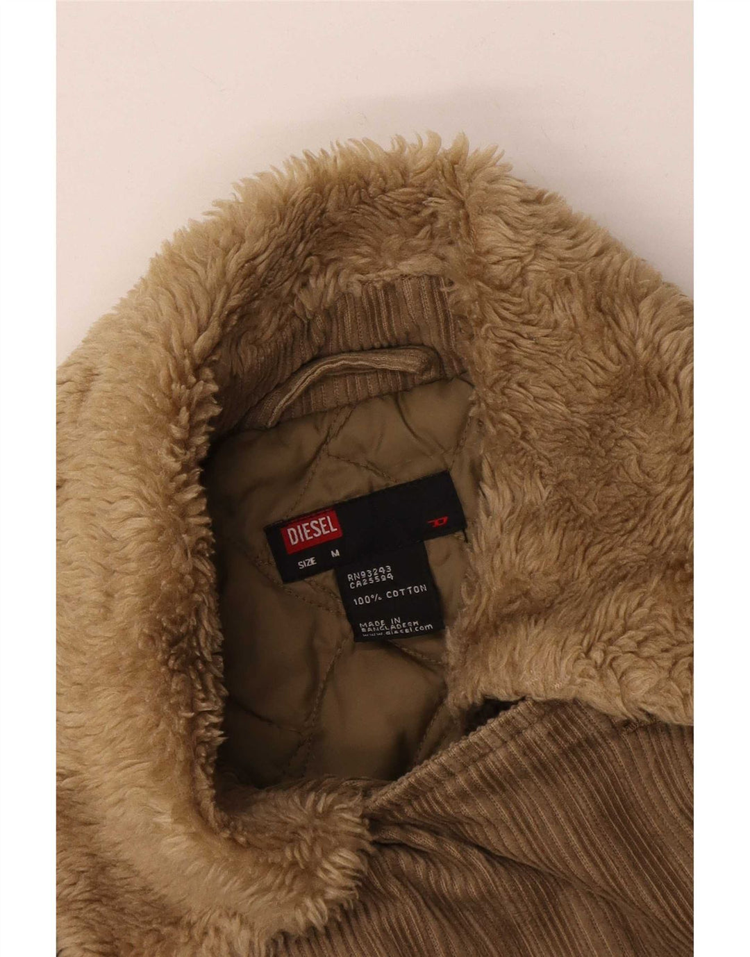 Diesel Dame Military Corduroy Jacket UK 12 Medium Khaki