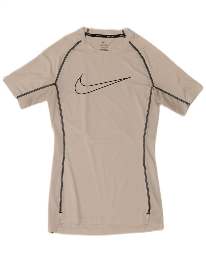 Nike Herre Dri Fit grafisk T-shirt top lille hvid polyester