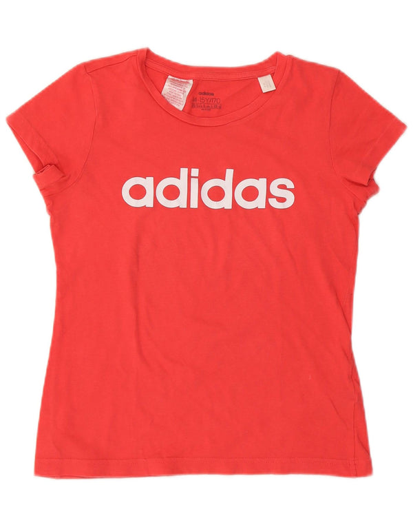 ADIDAS Piger Grafisk T-Shirt Top 14-15 År Rød Bomuld