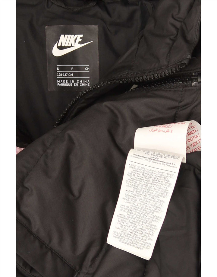 Nike Polstret hættejakke til piger 8-9 år Lille sort Colourblock Polyester
