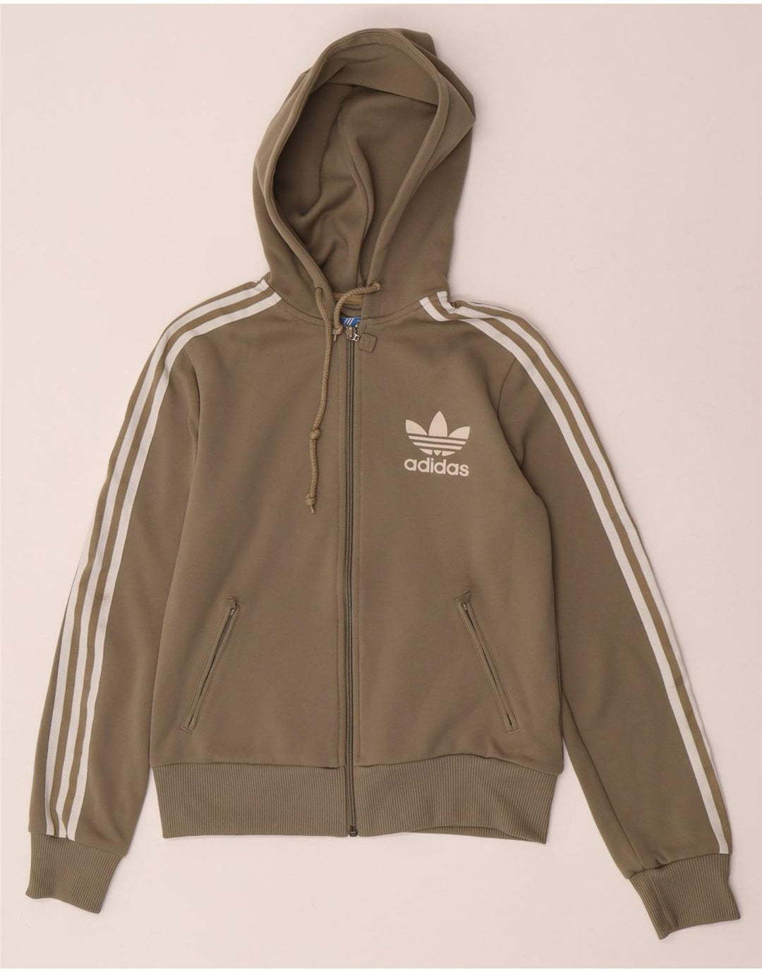 Adidas Dame Hættetrøje Sweater UK 12 Medium Khaki Polyester