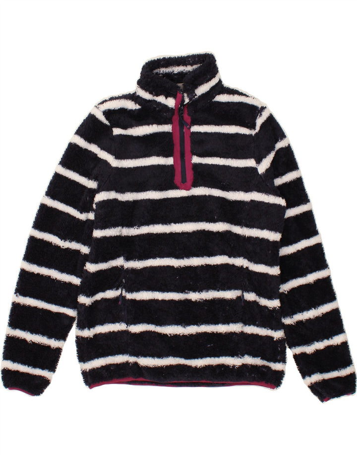 MOUNTAIN WAREHOUSE Womens Fleece Jumper UK 12 Medium Navy Blue Striped Vintage Mountain Warehouse and Second-Hand Mountain Warehouse from Messina Hembry 