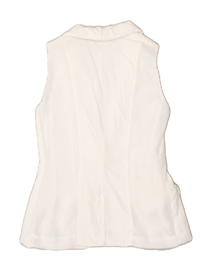 GUESS Womens Sleeveless 1 Button Blazer Jacket UK 12 Medium White Vintage Guess and Second-Hand Guess from Messina Hembry 
