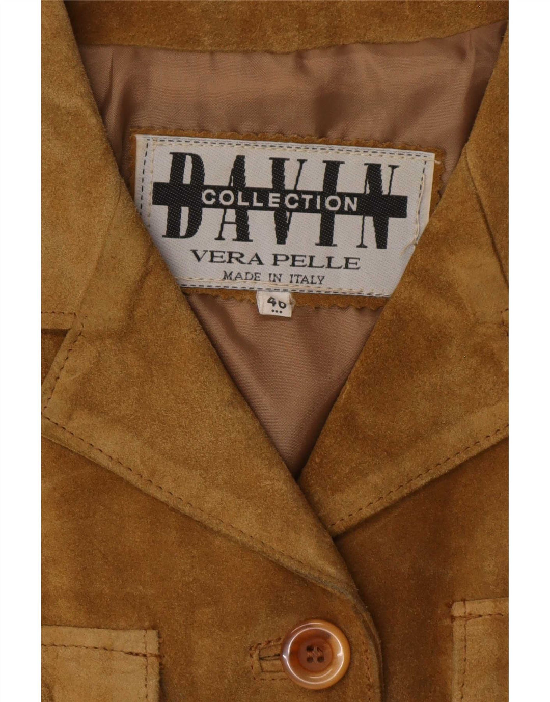 Davin Dame Ruskindsjakke IT 46 Large Beige Læder