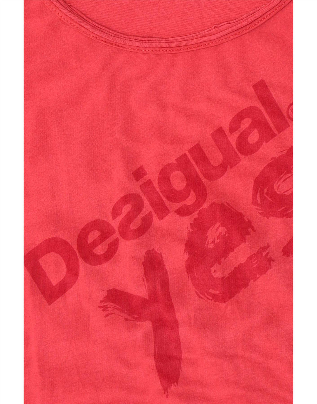 Desigual grafisk T-shirt top til kvinder UK 14 Medium Pink