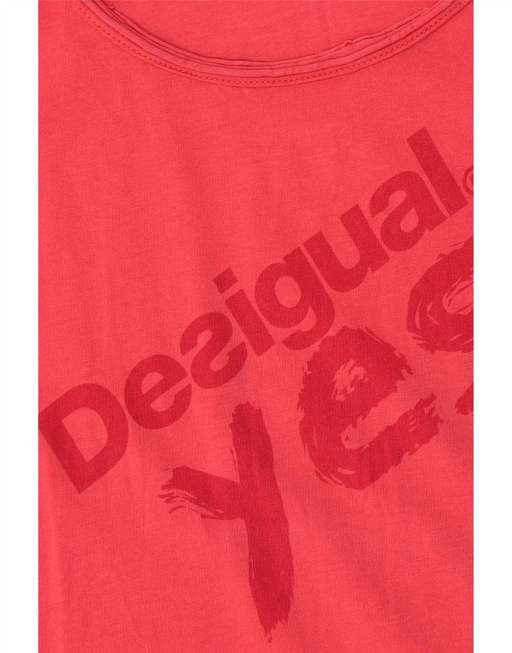 Desigual grafisk T-shirt top til kvinder UK 14 Medium Pink