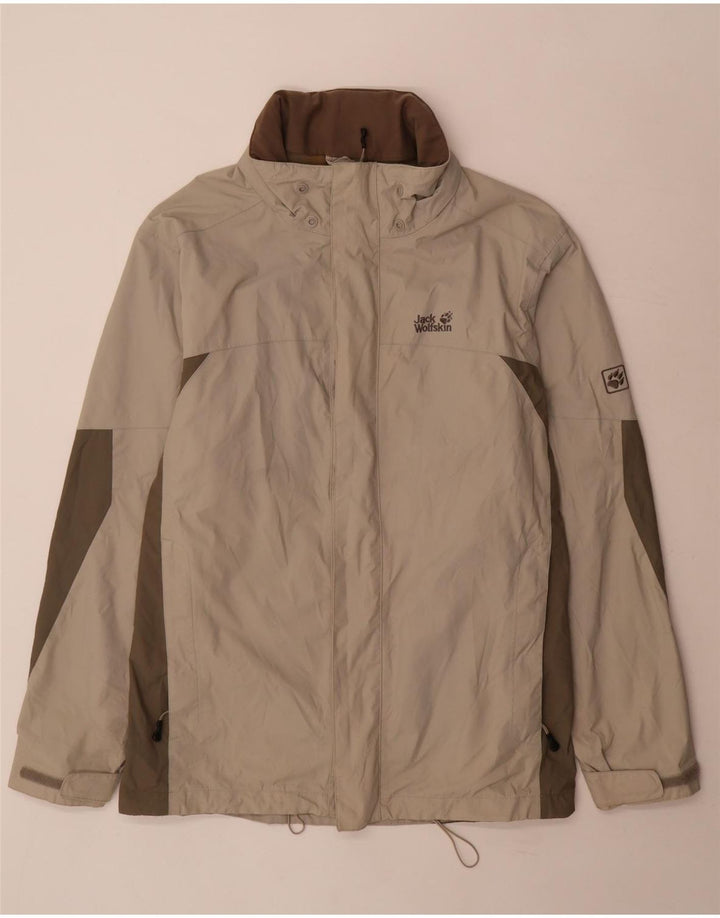 Jack Wolfskin Regnjakke til mænd UK 44/46 XL Beige Colourblock Polyamid