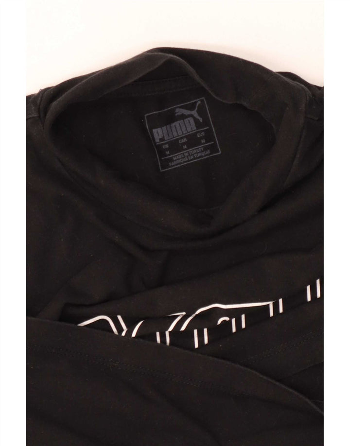 Puma Womens Crop Graphic Top Langærmet UK 12 Medium Black