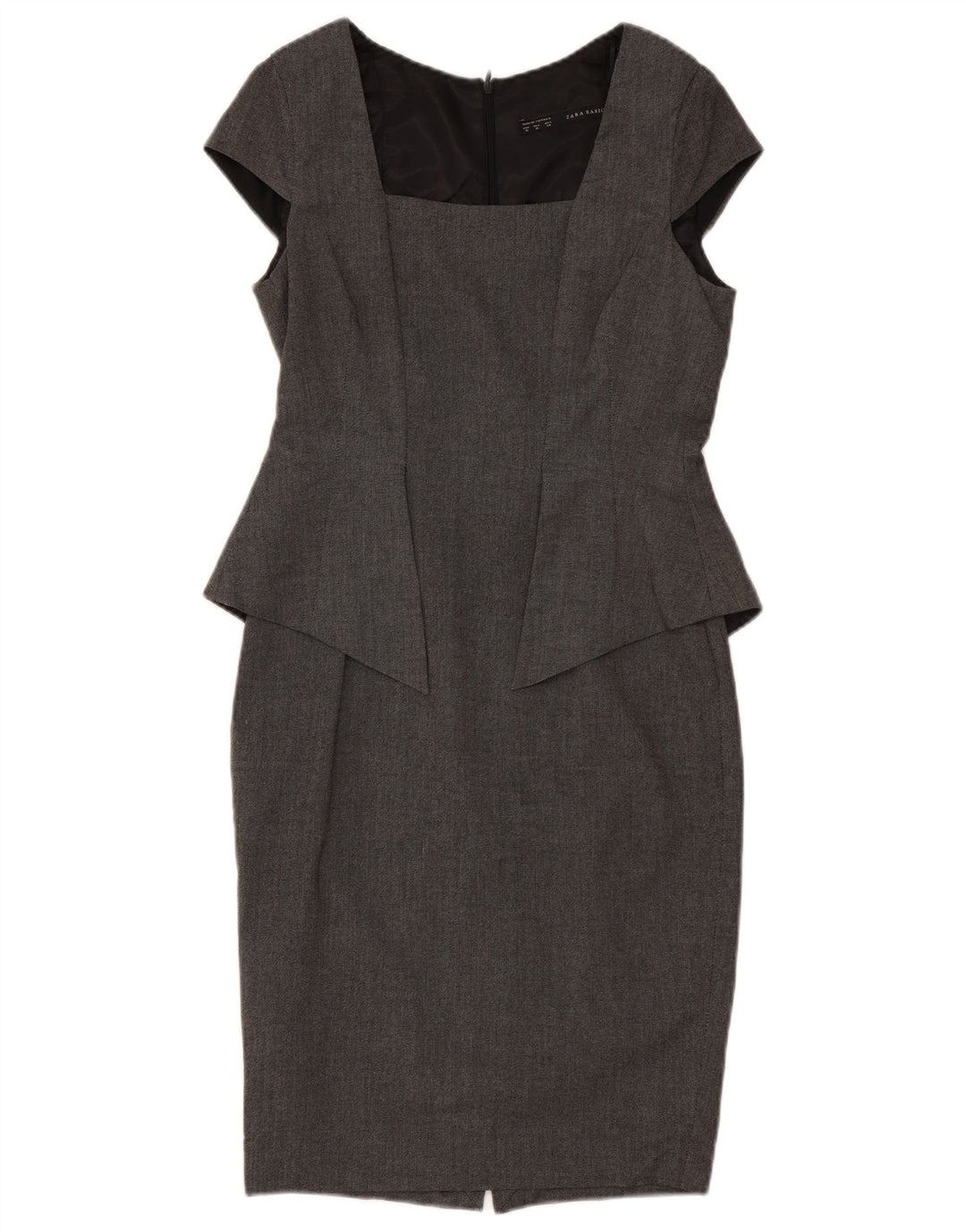 Zara Womens Peplum Dress UK 12 Medium Grey Polyester