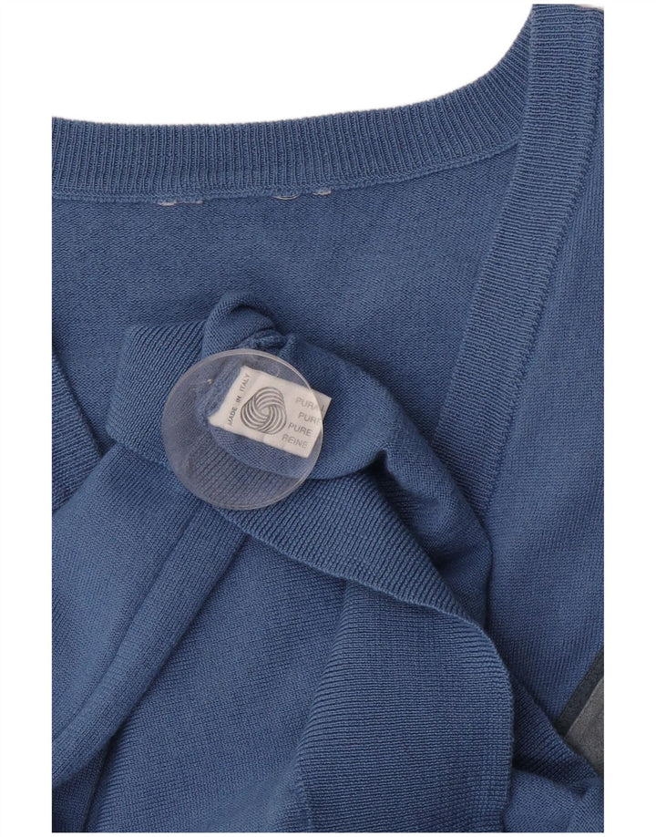 Vintage Dame Oversized V-hals sweater UK 18 XL Blå Colourblock