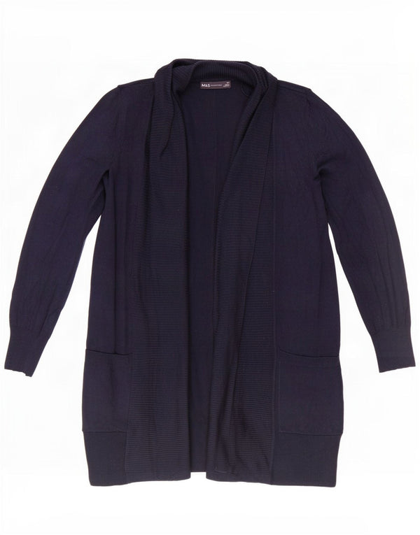 Marks & Spencer Dame Longline Open Cardigan Sweater UK 6 XS Navy Blue