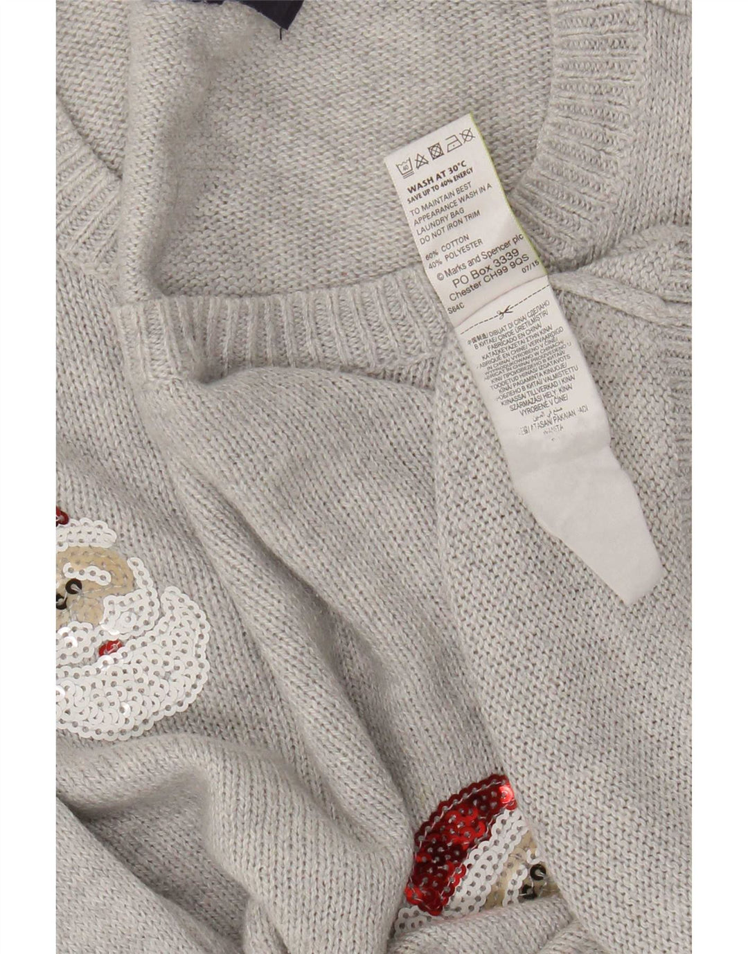 Marks & Spencer Dame sweater med rund hals DK 14 Mellemgrå jul