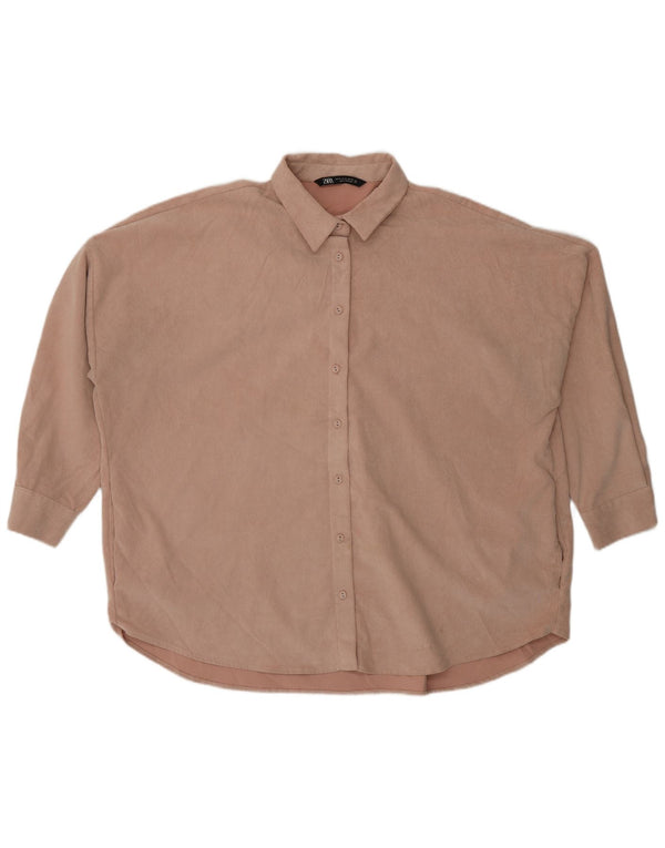 Zara Dame Oversized Corduroy Shirt UK 18 XL Pink