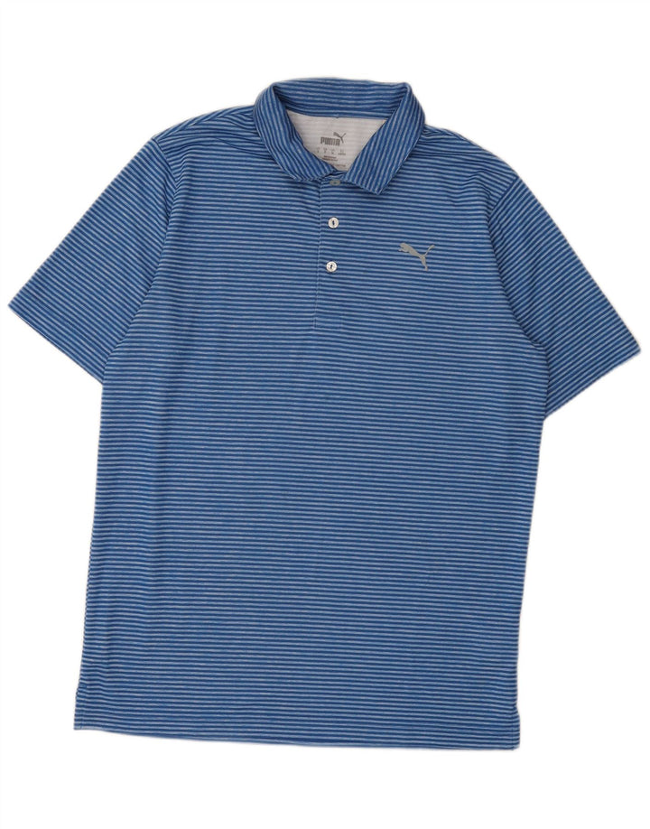 Puma Poloskjorte til mænd mellemblå nålestribet polyester