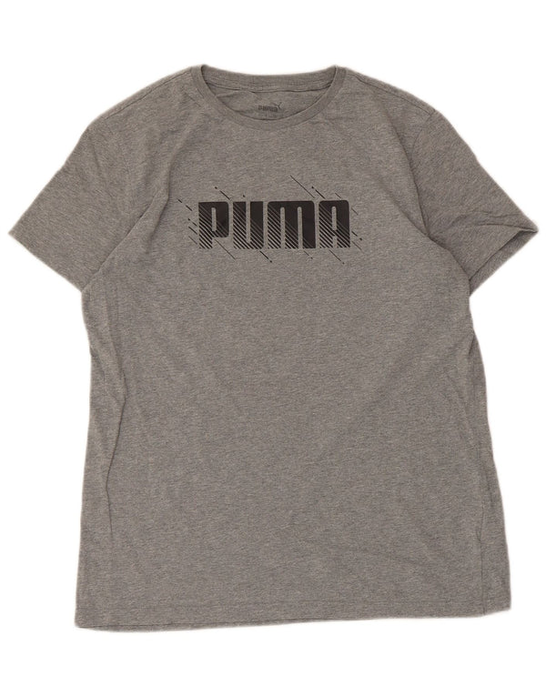 Puma drenge grafisk t-shirt top 15-16 år XL grå flækket bomuld