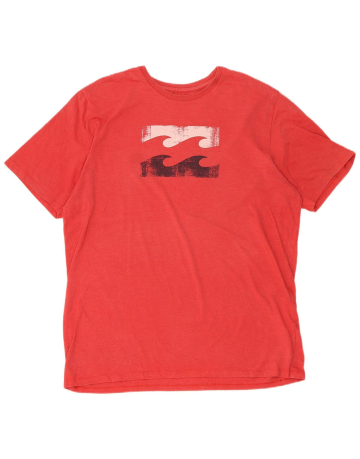 BILLABONG Herre Grafisk T-Shirt Top XL Rød Bomuld