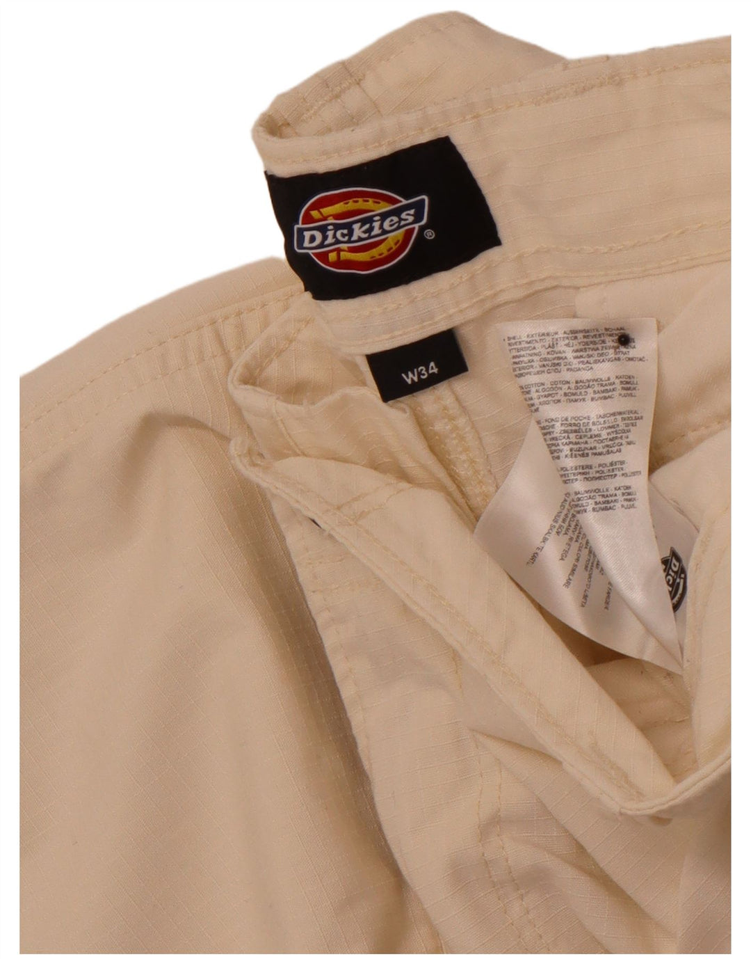DICKIES Straight Cargo bukser til mænd W34 L32 Off White Bomuld
