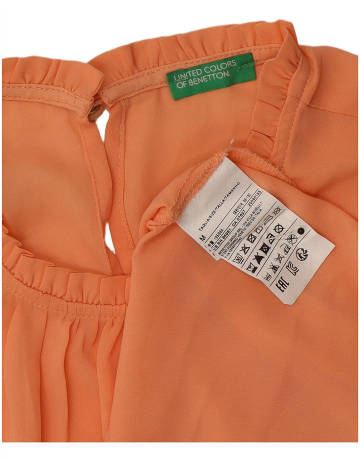 Benetton Damebluse Top UK 14 Medium Orange Polyester