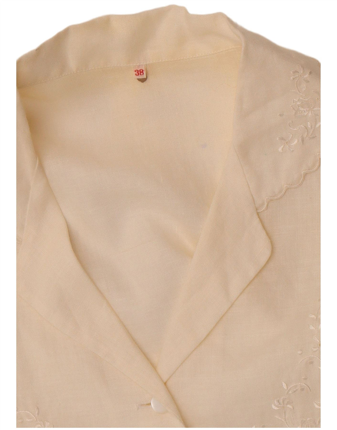 Vintage kvinders kortærmet skjortebluse EU 38 Medium Off White