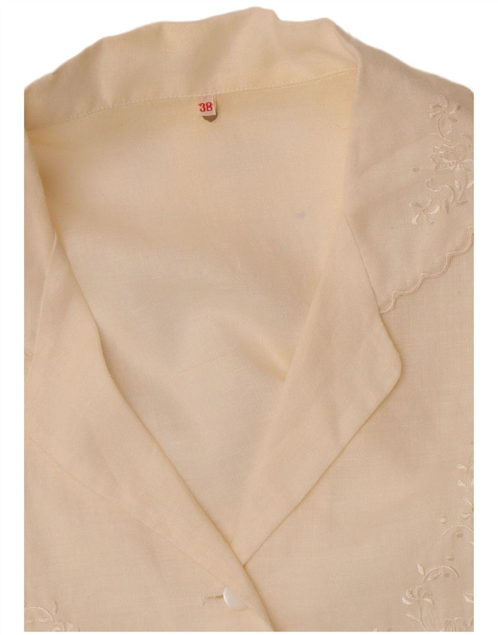 Vintage kvinders kortærmet skjortebluse EU 38 Medium Off White