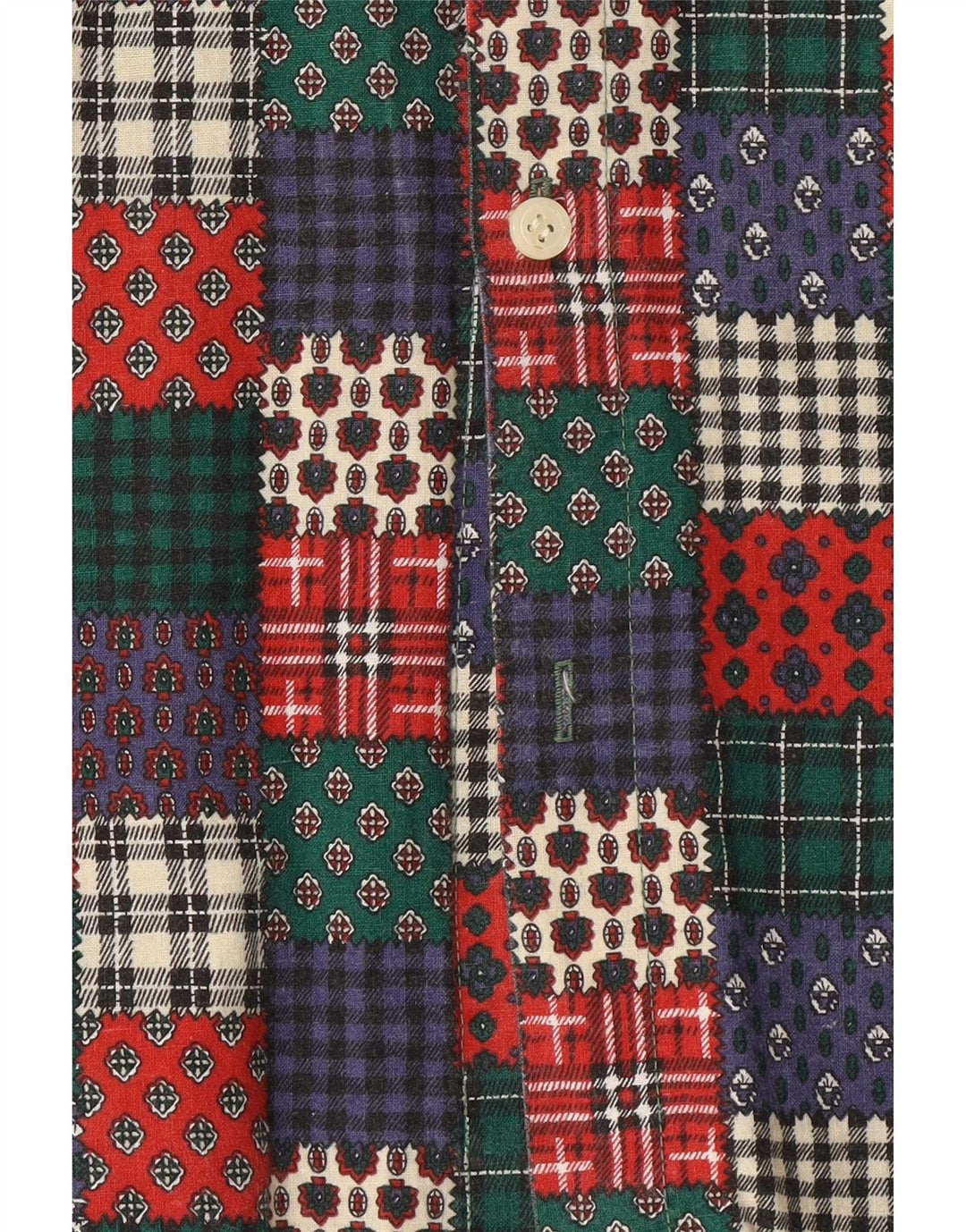 Vintage Herre Regular Fit-skjorte Medium Flerfarvet Patchwork