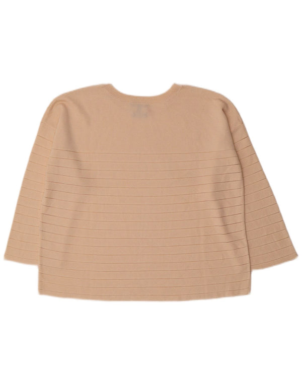 Massimo Dutti Womens Boat Neck Jumper Sweater UK 14 Medium Beige Striped