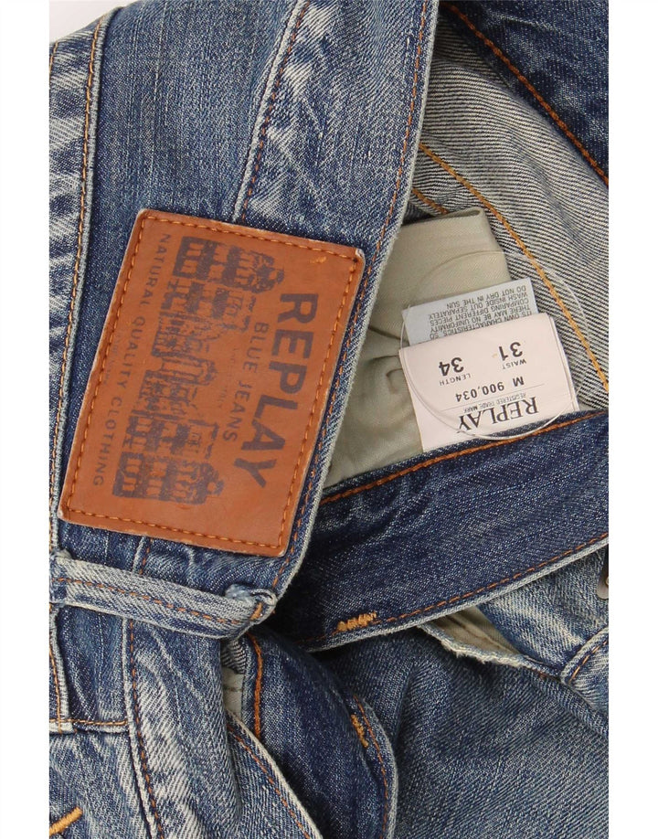 Replay Dame Straight Jeans W31 L34 Blå Bomuld