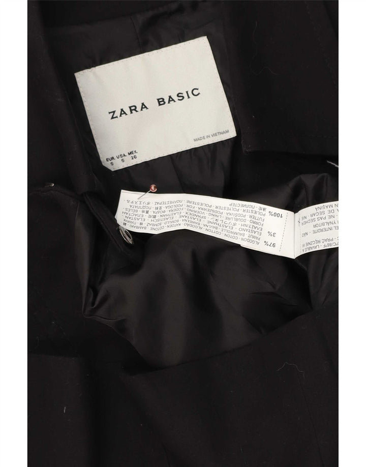Zara Dame Blazer Jakke UK 10 Lille sort bomuld