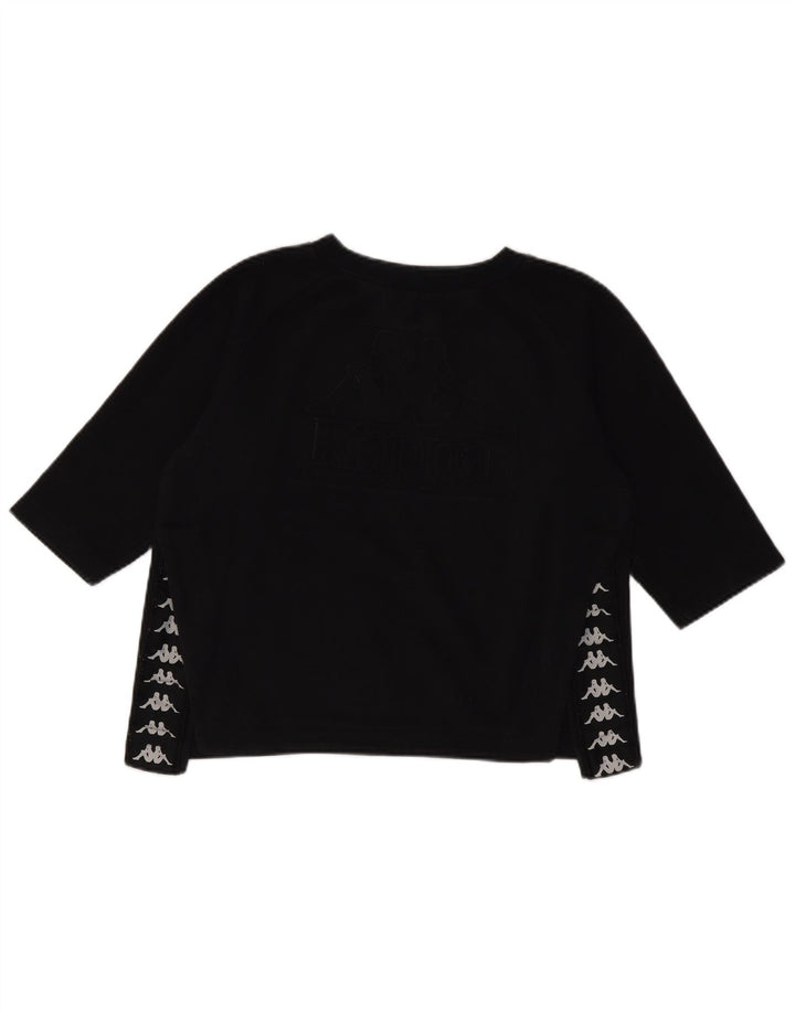 Kappa Womens Crop Graphic Top 3/4 ærme UK 14 Medium Black