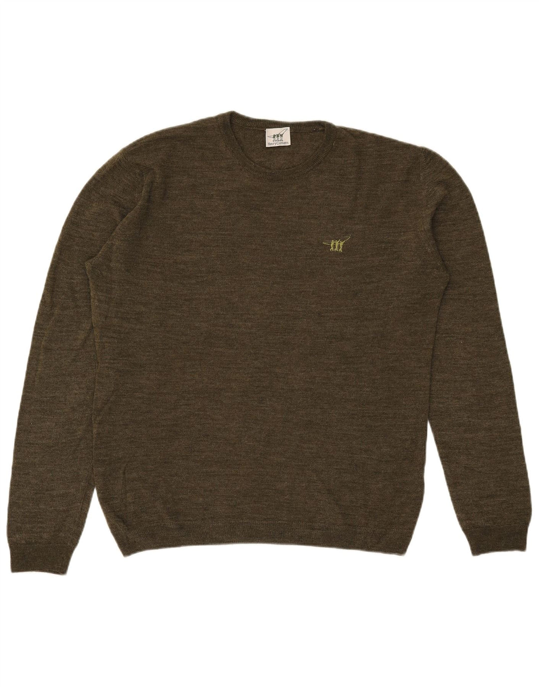 Henry Cottons Herre Crew Neck Jumper Sweater Large Khaki Wool