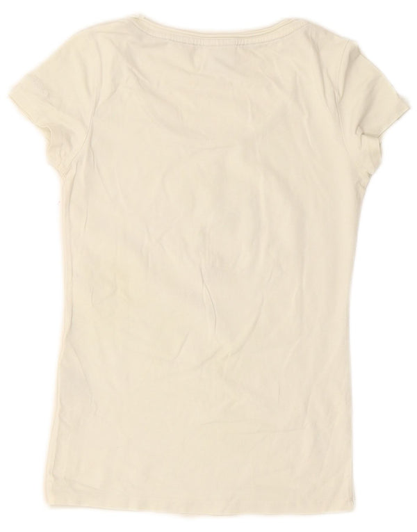 AERONAUTICA MILITARE Grafisk T-shirt top til kvinder UK 10 Lille hvid bomuld