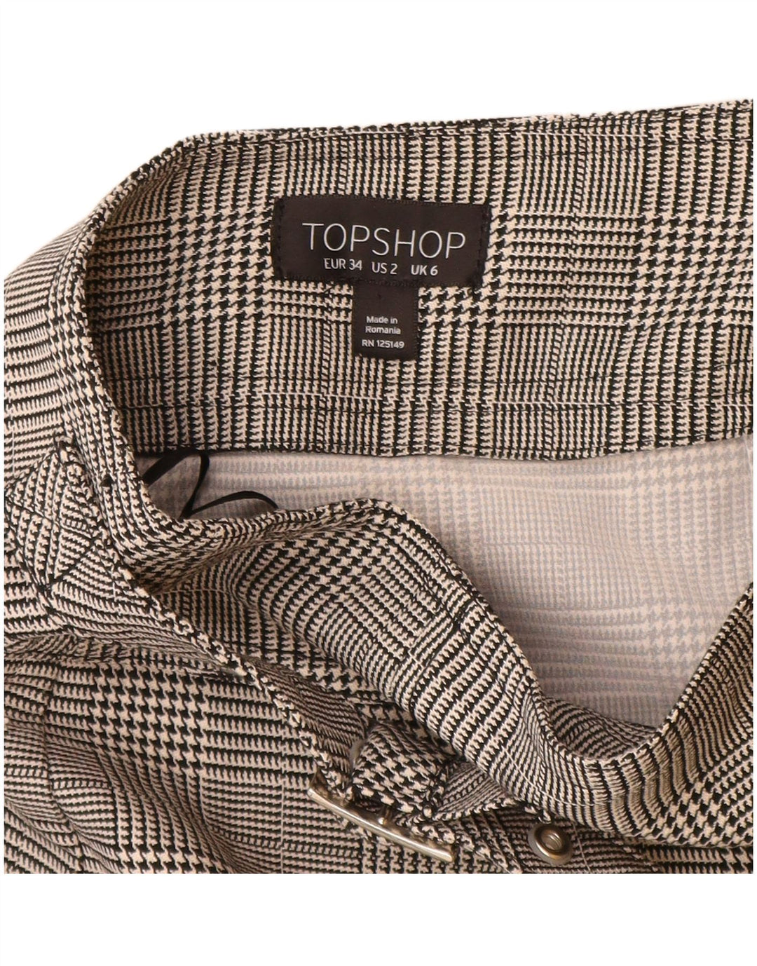 Topshop Dame Mini-nederdel UK 6 XS W24 Grå ternet polyester