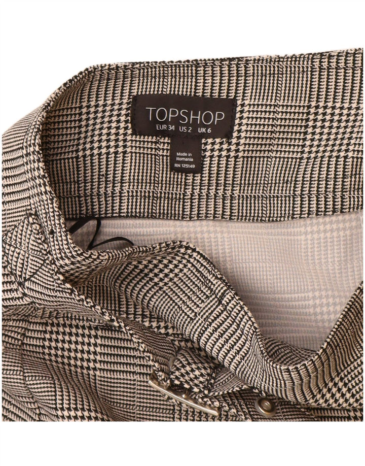 Topshop Dame Mini-nederdel UK 6 XS W24 Grå ternet polyester