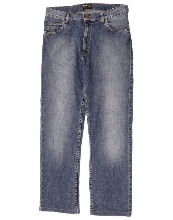 Lee Mens Brooklyn Straight Jeans W33 L30 Blå Bomuld
